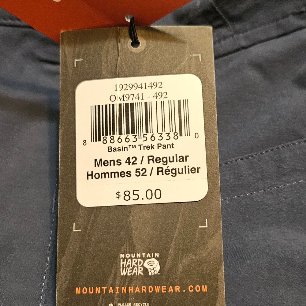 Mountain Hardwear Pants Mens 42 x 30 Blue BASIN TREK Hiking Camp Pants Stretch - Picture 6 of 8